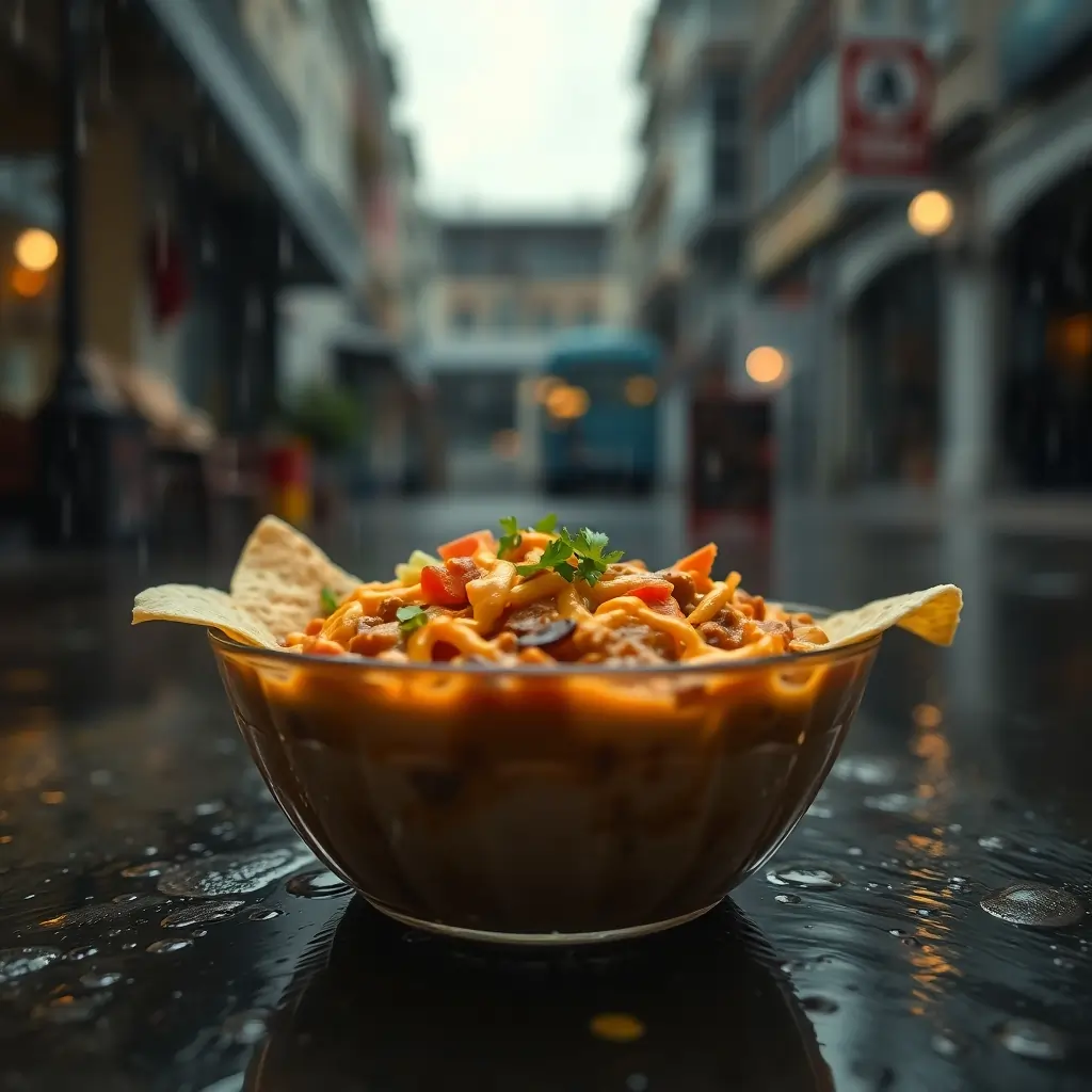 Loaded Nachos Bowl on a Rainy Day