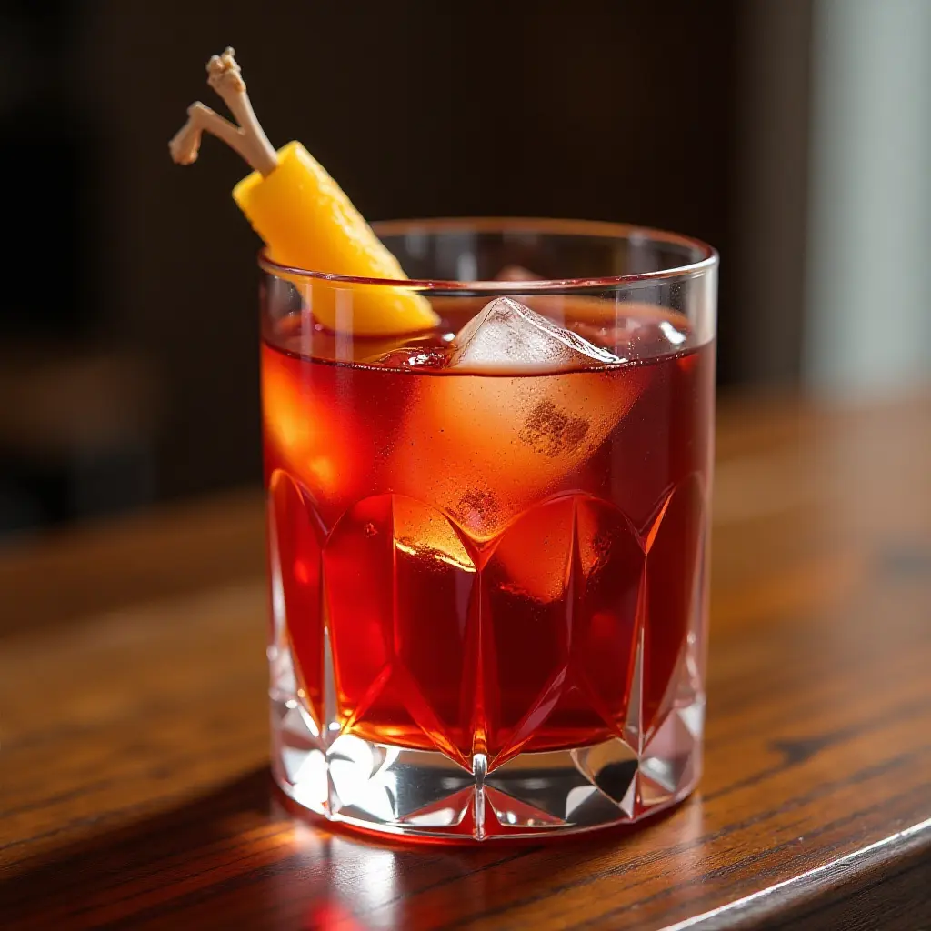 Negroni Cocktail with Orange Peel Garnish