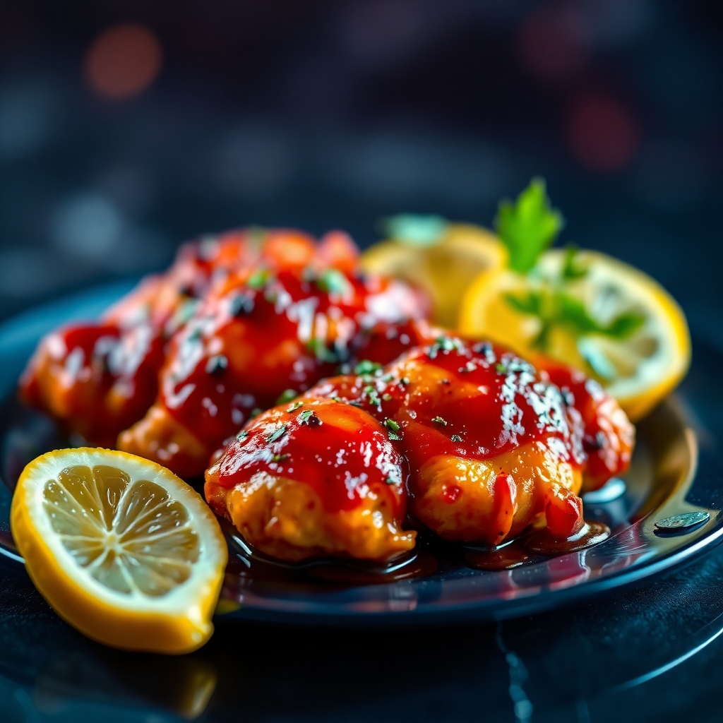 Glazed Lemon Chicken on a Plate