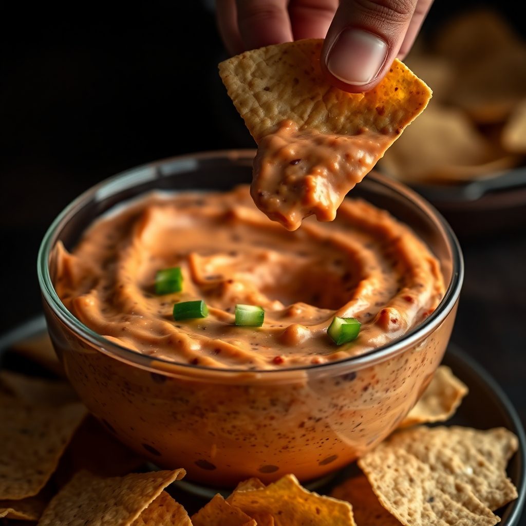 Spicy Cheese Dip with Tortilla Chips