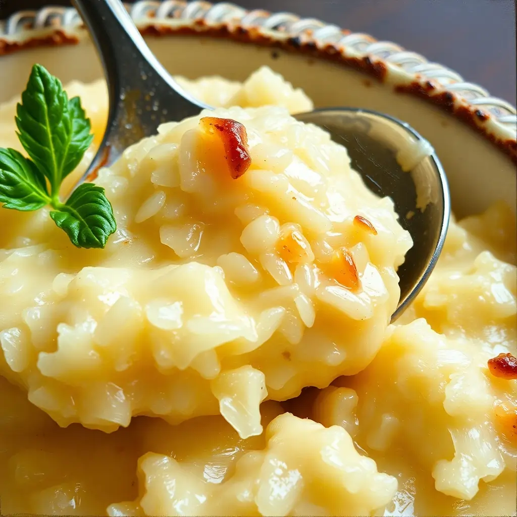 Close-up of Creamy Risotto with Garnish