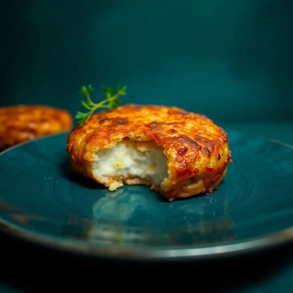 Cheesy Golden Pastry with a Creamy Filling on a Plate