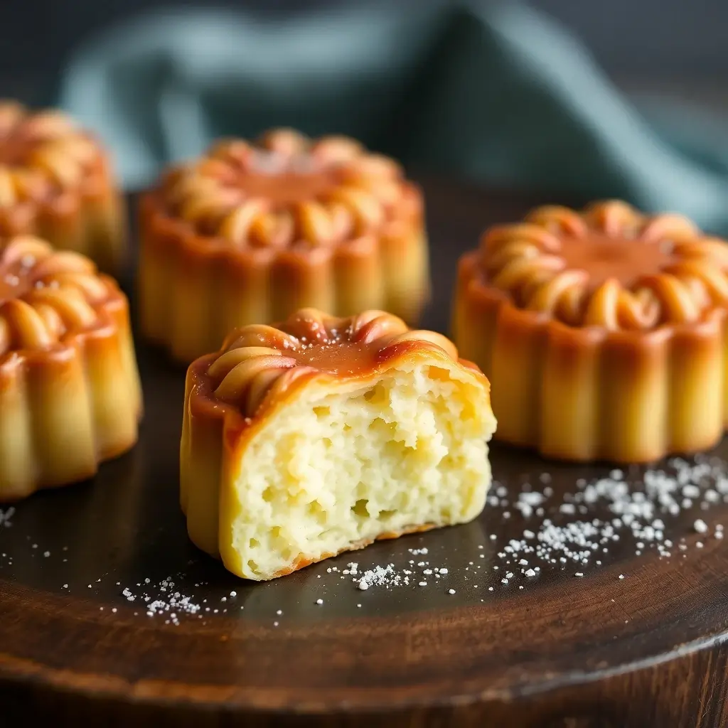 Close-Up of Caramel-Topped Custard Pastries