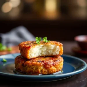 Crispy Golden Fish Cake on Plate