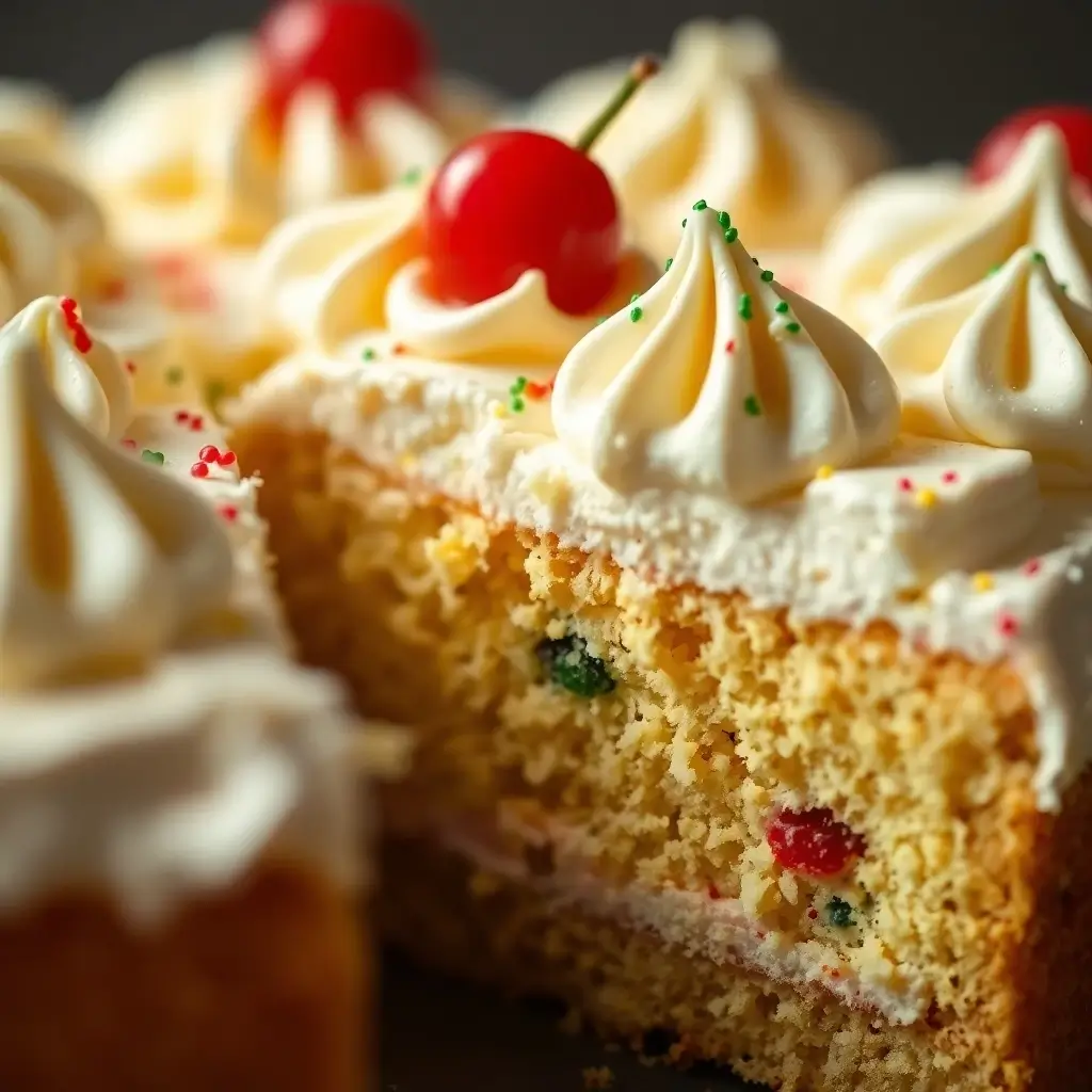 Festive Italian Cream Cake Slice with Cherry Garnish